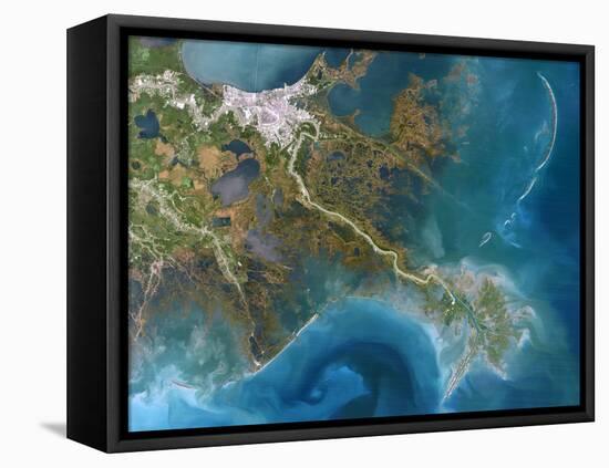 Mississippi Delta, Satellite Image-PLANETOBSERVER-Framed Premier Image Canvas