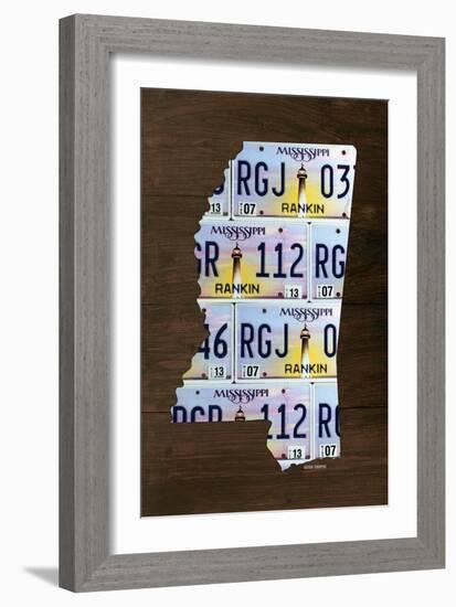 Mississippi License Plate Map-Design Turnpike-Framed Giclee Print