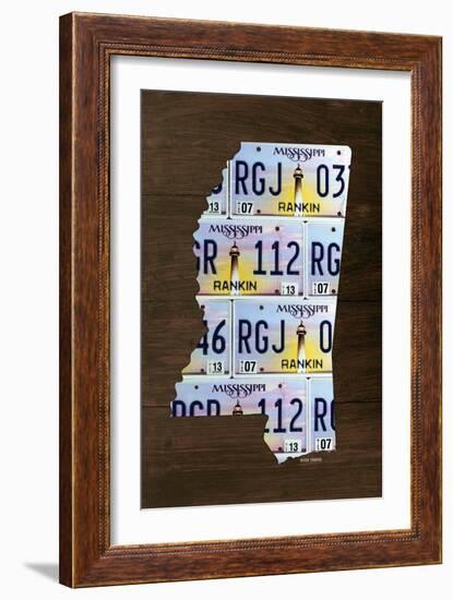 Mississippi License Plate Map-Design Turnpike-Framed Giclee Print