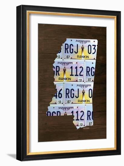 Mississippi License Plate Map-Design Turnpike-Framed Giclee Print