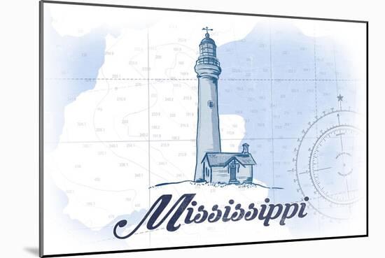 Mississippi - Lighthouse - Blue - Coastal Icon-Lantern Press-Mounted Art Print