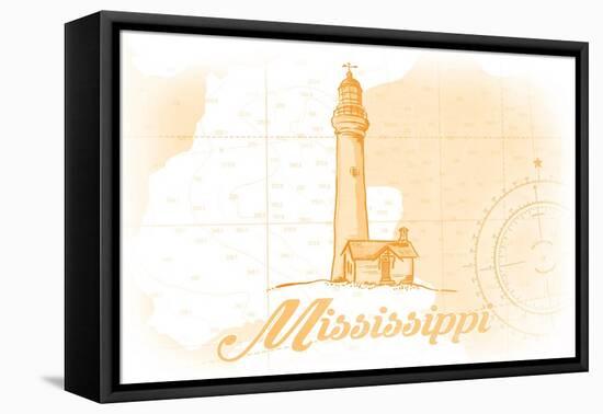 Mississippi - Lighthouse - Yellow - Coastal Icon-Lantern Press-Framed Stretched Canvas