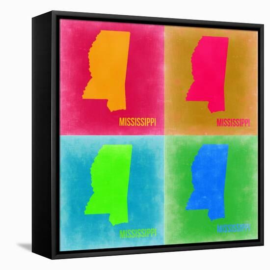 Mississippi Pop Art Map 2-NaxArt-Framed Stretched Canvas