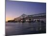 Mississippi River Bridge in the Evening and City Beyond, New Orleans, Louisiana-Charles Bowman-Mounted Photographic Print