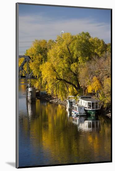 Mississippi River Houseboats, Autumn, Minneapolis, Minnesota, USA-Walter Bibikow-Mounted Photographic Print