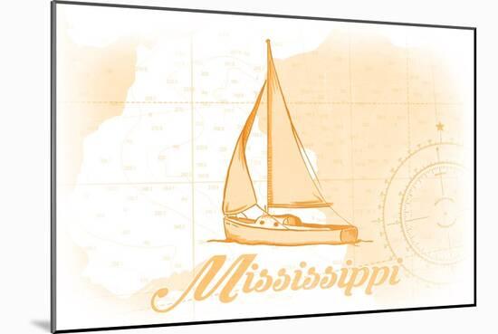 Mississippi - Sailboat - Yellow - Coastal Icon-Lantern Press-Mounted Art Print