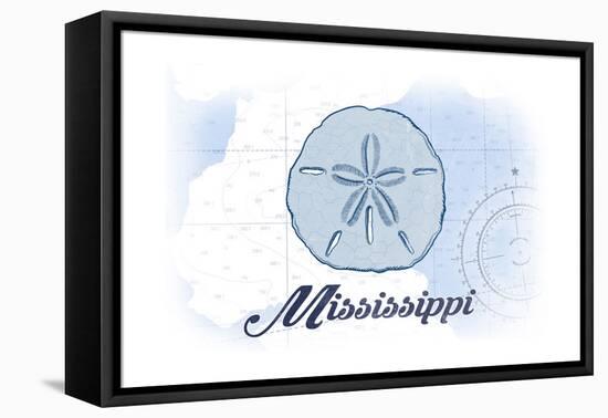 Mississippi - Sand Dollar - Blue - Coastal Icon-Lantern Press-Framed Stretched Canvas