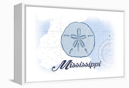 Mississippi - Sand Dollar - Blue - Coastal Icon-Lantern Press-Framed Stretched Canvas