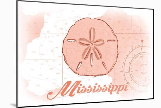 Mississippi - Sand Dollar - Coral - Coastal Icon-Lantern Press-Mounted Art Print