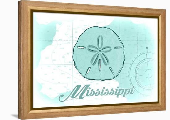 Mississippi - Sand Dollar - Teal - Coastal Icon-Lantern Press-Framed Stretched Canvas