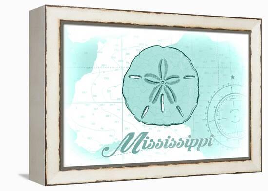 Mississippi - Sand Dollar - Teal - Coastal Icon-Lantern Press-Framed Stretched Canvas