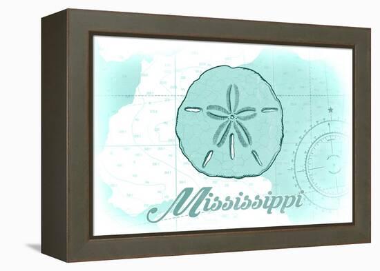 Mississippi - Sand Dollar - Teal - Coastal Icon-Lantern Press-Framed Stretched Canvas