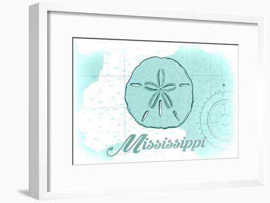 Mississippi - Sand Dollar - Teal - Coastal Icon-Lantern Press-Framed Art Print
