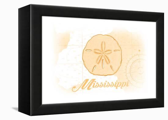 Mississippi - Sand Dollar - Yellow - Coastal Icon-Lantern Press-Framed Stretched Canvas