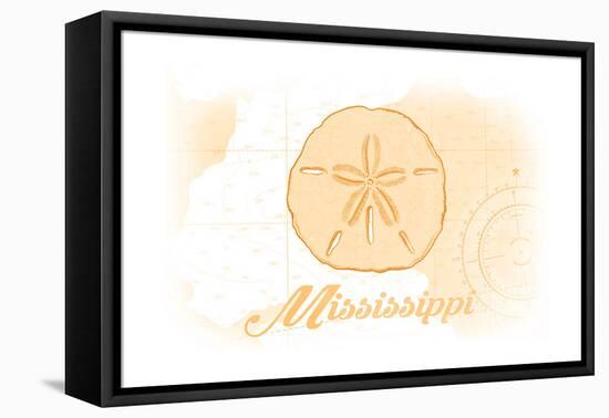 Mississippi - Sand Dollar - Yellow - Coastal Icon-Lantern Press-Framed Stretched Canvas