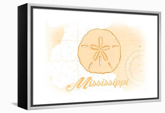 Mississippi - Sand Dollar - Yellow - Coastal Icon-Lantern Press-Framed Stretched Canvas