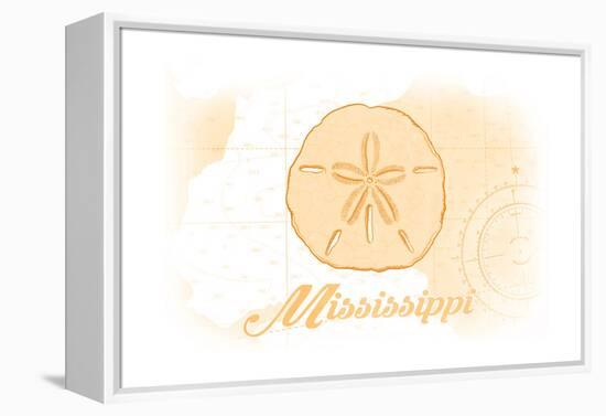 Mississippi - Sand Dollar - Yellow - Coastal Icon-Lantern Press-Framed Stretched Canvas