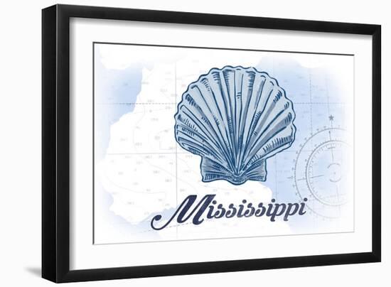 Mississippi - Scallop Shell - Blue - Coastal Icon-Lantern Press-Framed Art Print