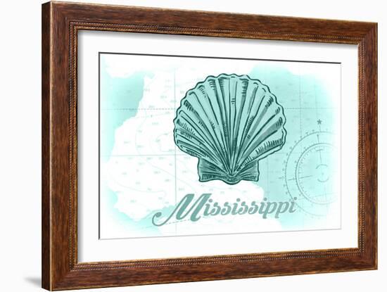 Mississippi - Scallop Shell - Teal - Coastal Icon-Lantern Press-Framed Art Print