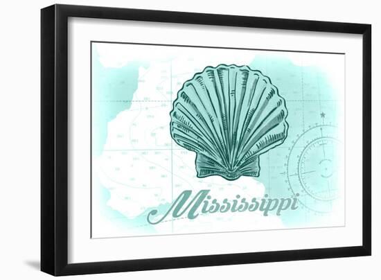 Mississippi - Scallop Shell - Teal - Coastal Icon-Lantern Press-Framed Art Print