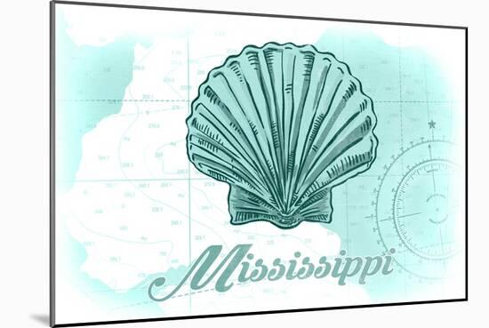 Mississippi - Scallop Shell - Teal - Coastal Icon-Lantern Press-Mounted Art Print