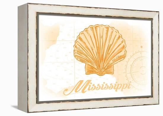 Mississippi - Scallop Shell - Yellow - Coastal Icon-Lantern Press-Framed Stretched Canvas