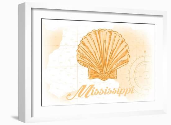 Mississippi - Scallop Shell - Yellow - Coastal Icon-Lantern Press-Framed Art Print