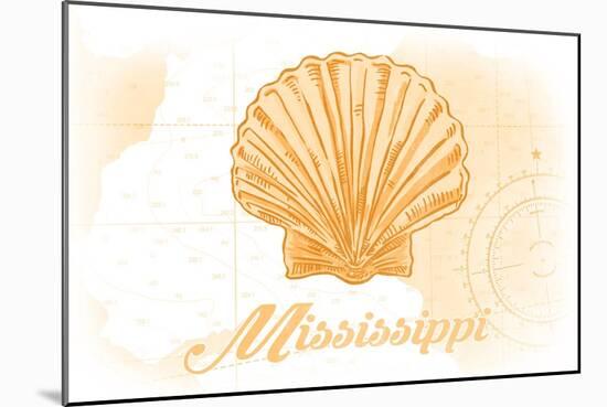 Mississippi - Scallop Shell - Yellow - Coastal Icon-Lantern Press-Mounted Art Print