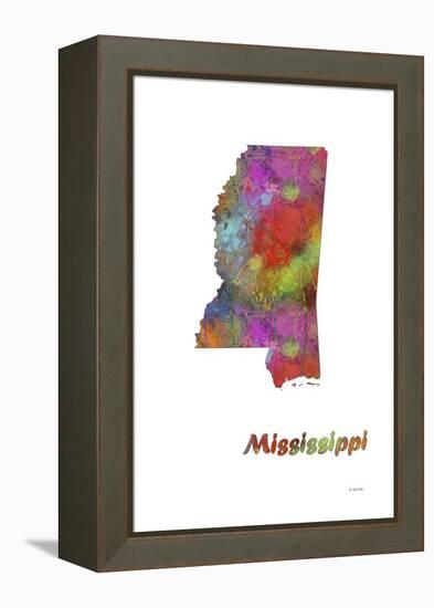 Mississippi State Map 1-Marlene Watson-Framed Premier Image Canvas