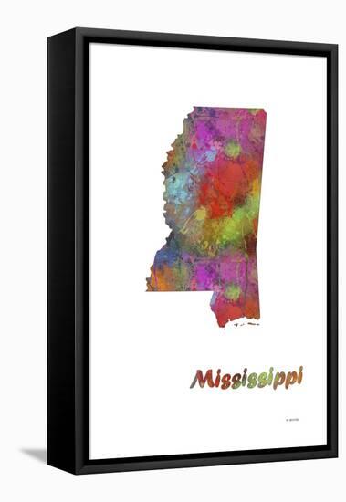 Mississippi State Map 1-Marlene Watson-Framed Premier Image Canvas