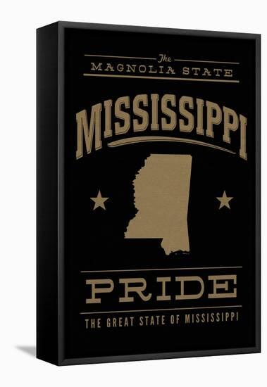 Mississippi State Pride - Gold on Black-Lantern Press-Framed Stretched Canvas