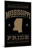 Mississippi State Pride - Gold on Black-Lantern Press-Mounted Art Print