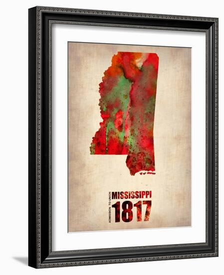 Mississippi Watercolor Map-NaxArt-Framed Art Print