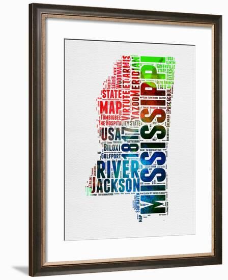 Mississippi Watercolor Word Cloud-NaxArt-Framed Art Print