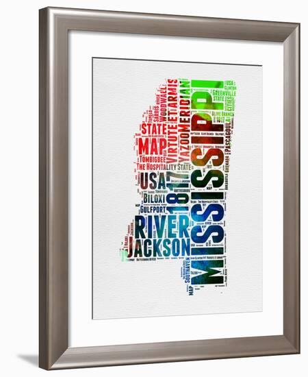 Mississippi Watercolor Word Cloud-NaxArt-Framed Art Print