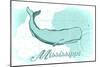Mississippi - Whale - Teal - Coastal Icon-Lantern Press-Mounted Art Print