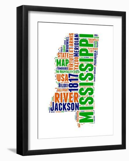 Mississippi Word Cloud Map-NaxArt-Framed Art Print