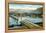 Missoula, Montana, Aerial View of the Higgins Avenue Bridge-Lantern Press-Framed Stretched Canvas
