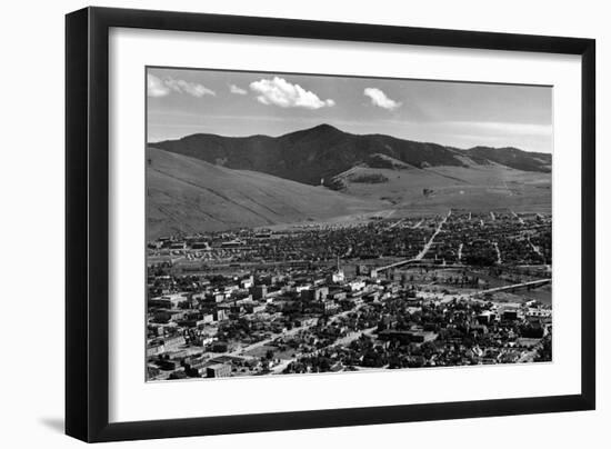 Missoula, Montana - Panoramic View of Town-Lantern Press-Framed Art Print