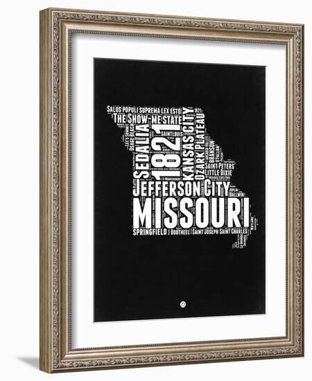 Missouri Black and White Map-NaxArt-Framed Art Print