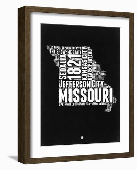 Missouri Black and White Map-NaxArt-Framed Art Print