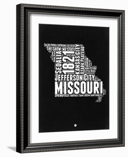 Missouri Black and White Map-NaxArt-Framed Art Print