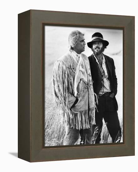 Missouri Breaks by Arthur Penn with Marlon Brando and Jack Nicholson, 1976 (b/w photo)-null-Framed Stretched Canvas