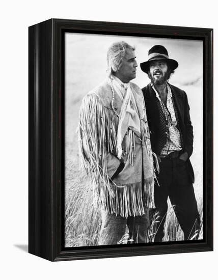 Missouri Breaks by Arthur Penn with Marlon Brando and Jack Nicholson, 1976 (b/w photo)-null-Framed Stretched Canvas