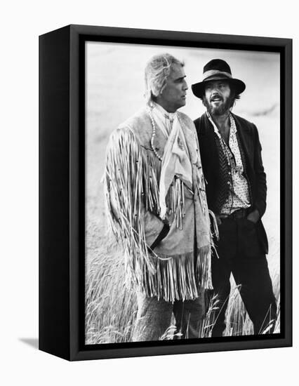 Missouri Breaks by Arthur Penn with Marlon Brando and Jack Nicholson, 1976 (b/w photo)-null-Framed Stretched Canvas