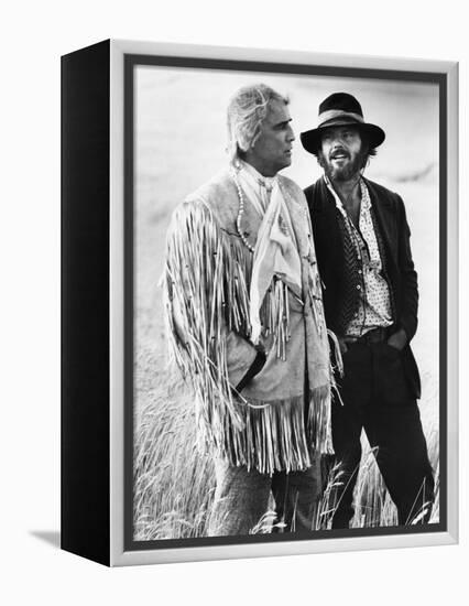 Missouri Breaks by Arthur Penn with Marlon Brando and Jack Nicholson, 1976 (b/w photo)-null-Framed Stretched Canvas