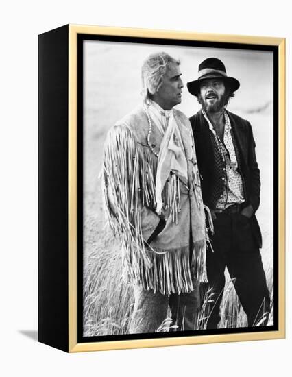 Missouri Breaks by Arthur Penn with Marlon Brando and Jack Nicholson, 1976 (b/w photo)-null-Framed Stretched Canvas