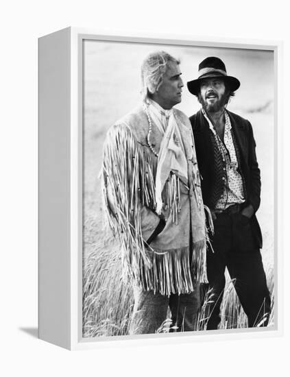 Missouri Breaks by Arthur Penn with Marlon Brando and Jack Nicholson, 1976 (b/w photo)-null-Framed Stretched Canvas