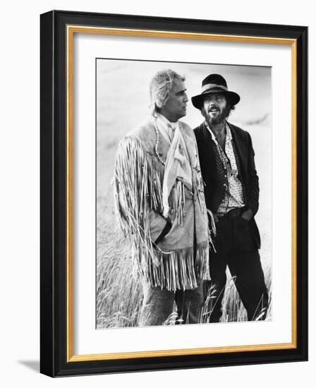 Missouri Breaks by Arthur Penn with Marlon Brando and Jack Nicholson, 1976 (b/w photo)-null-Framed Photo