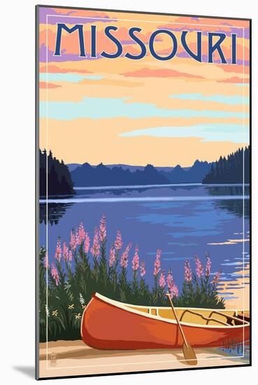 Missouri - Canoe and Lake-Lantern Press-Mounted Art Print